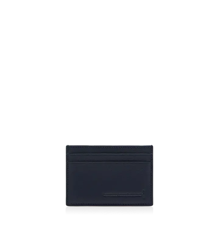 SUPPLE GRAIN LEATHER ELONGATED T LINE CLASSIC CARD HOLDER NAVY online
